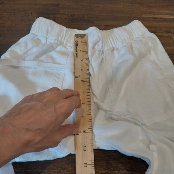 Thread & Supply Linen Blend Pants Womens XS White Wide Leg Crop Coastal Pull On, - Picture 9 of 12